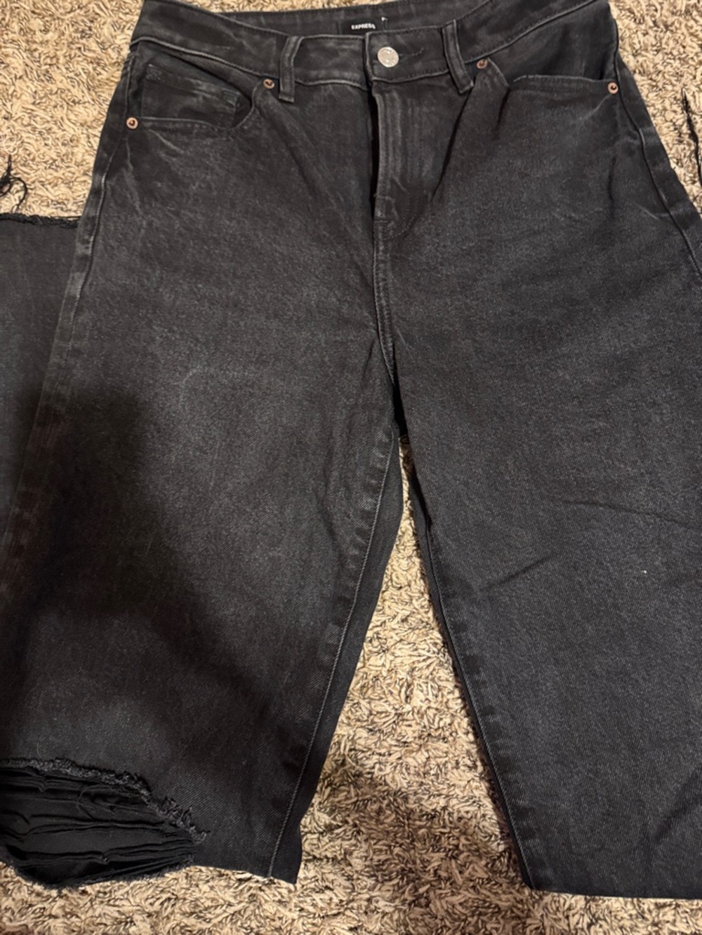 Express Black Wide Leg Distressed Jeans 2L
